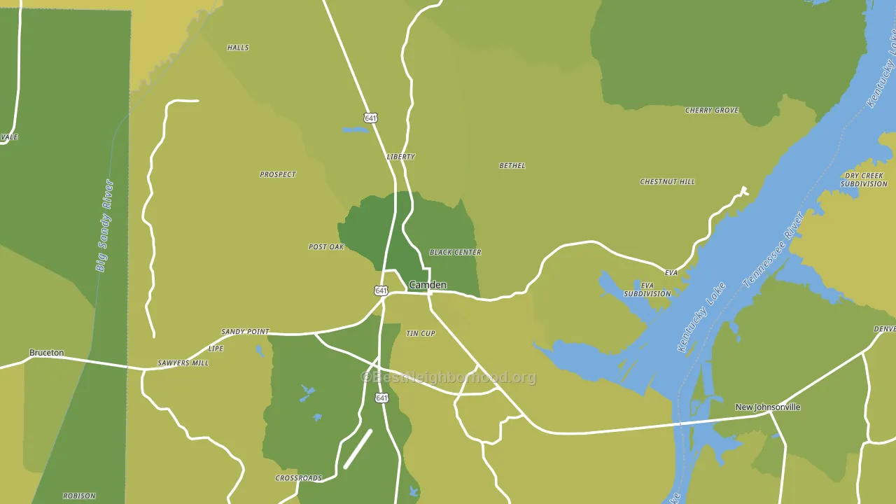 Benton County, TN block-group voter-turnout map