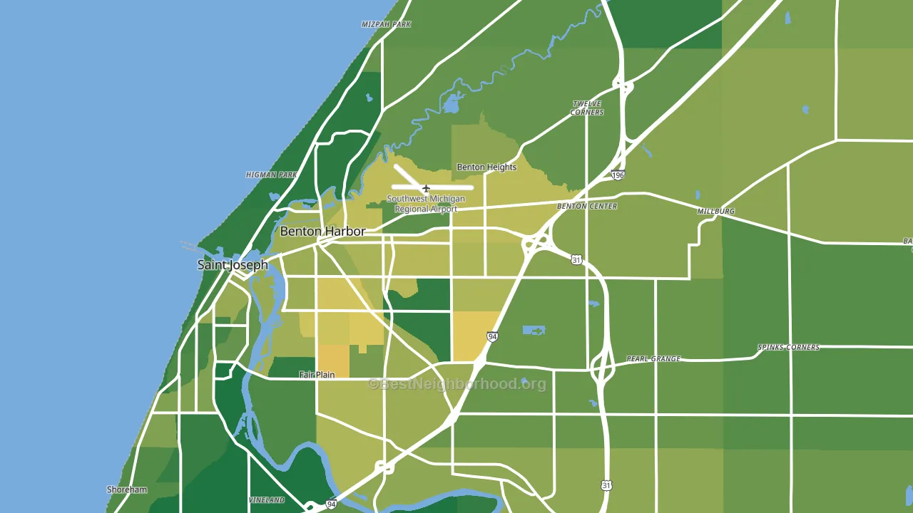 Benton Harbor, MI block-group voter-turnout map