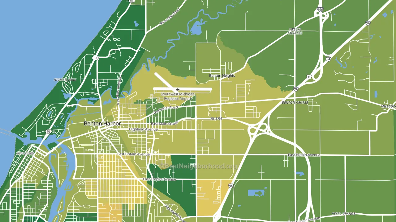 Benton Heights, MI block-group voter-turnout map