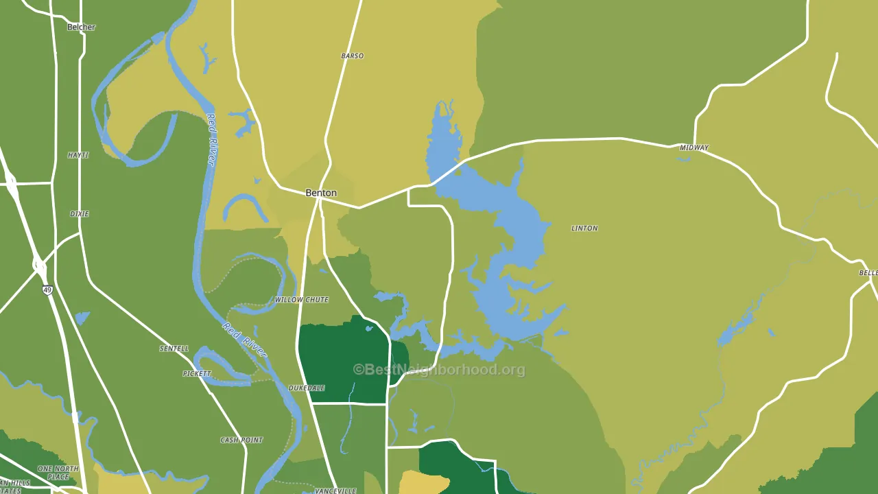 Benton, LA block-group voter-turnout map