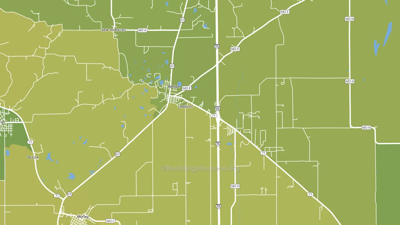 Benton, MO block-group voter-turnout map