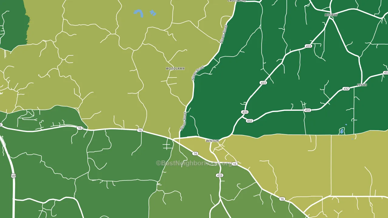 Benton, MS block-group voter-turnout map