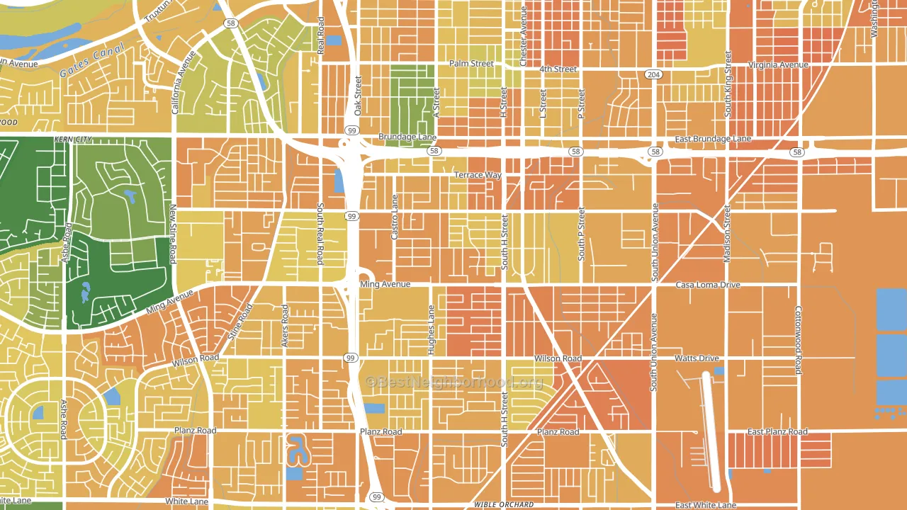 Benton Park, Bakersfield, CA block-group voter-turnout map
