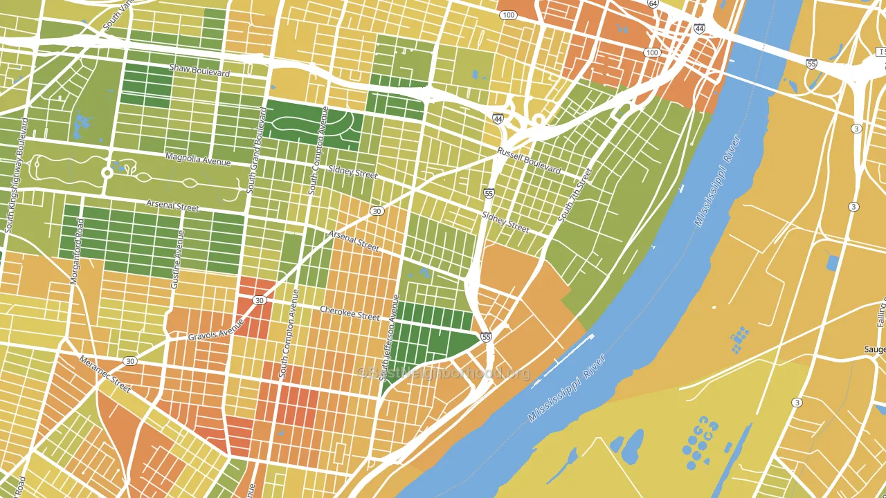 Benton Park, St. Louis, MO block-group voter-turnout map