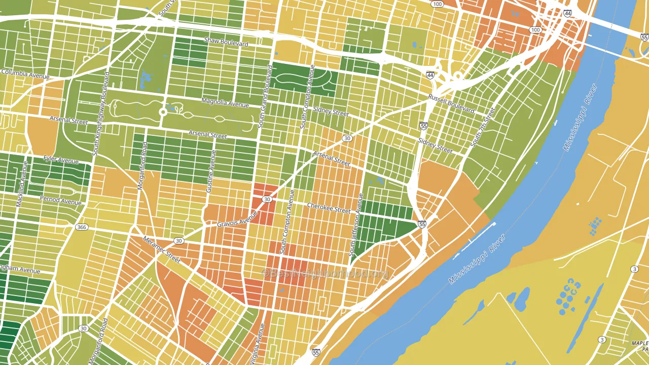 Benton Park West, St. Louis, MO block-group voter-turnout map