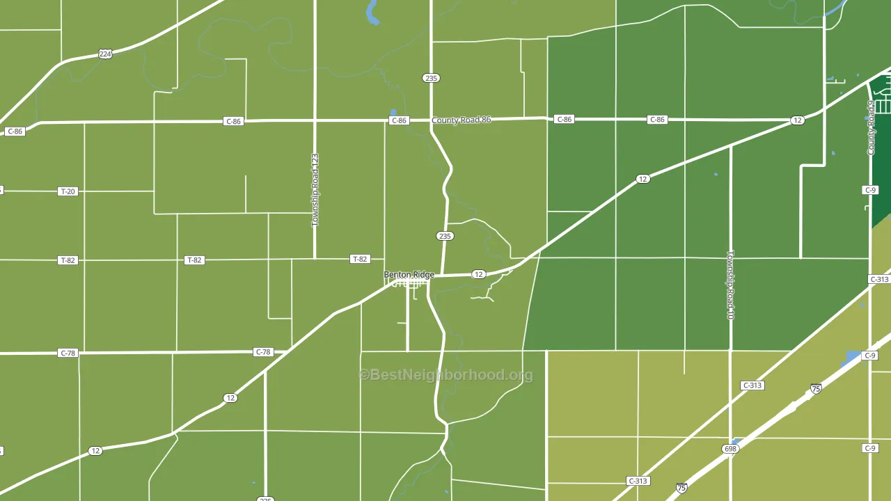 Benton Ridge, OH block-group voter-turnout map