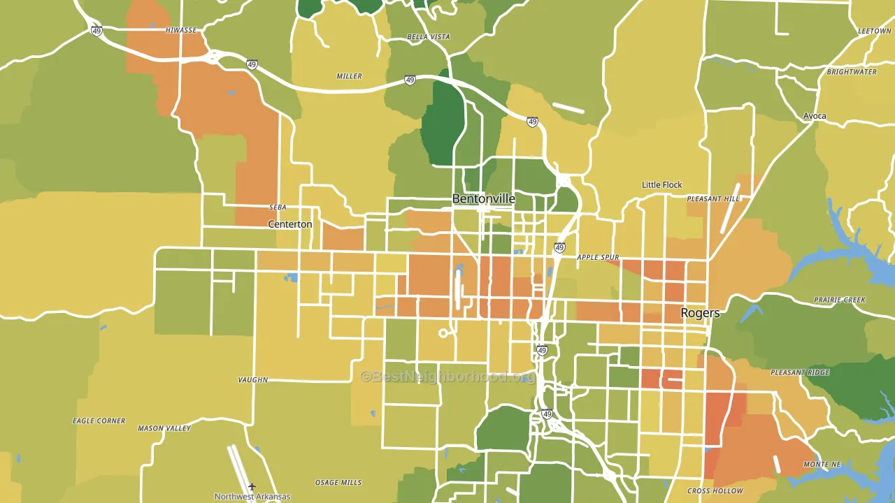 Bentonville, AR block-group voter-turnout map