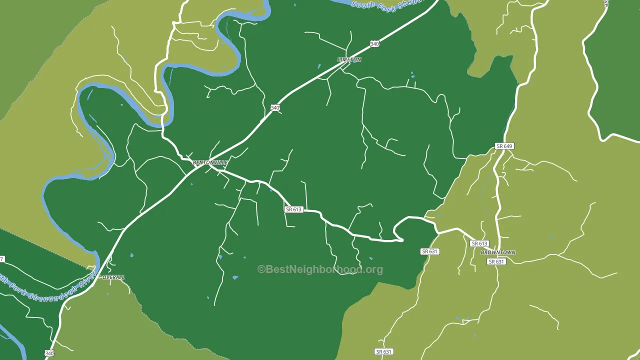 Bentonville, VA block-group voter-turnout map