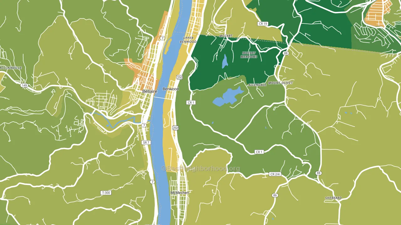 Benwood, WV block-group voter-turnout map