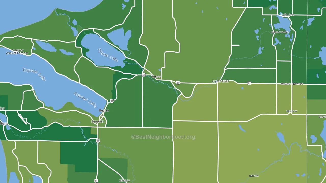 Benzie County, MI block-group voter-turnout map