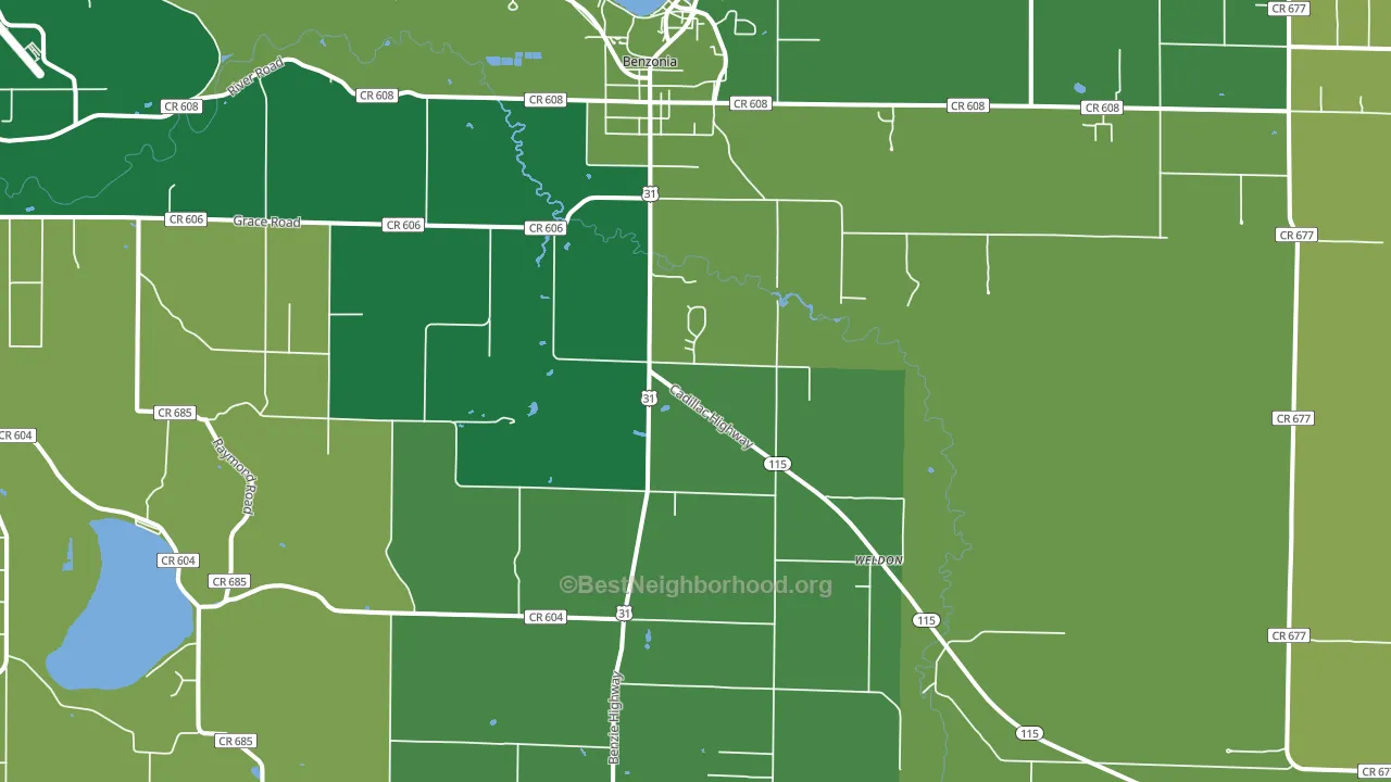 Benzonia, MI block-group voter-turnout map