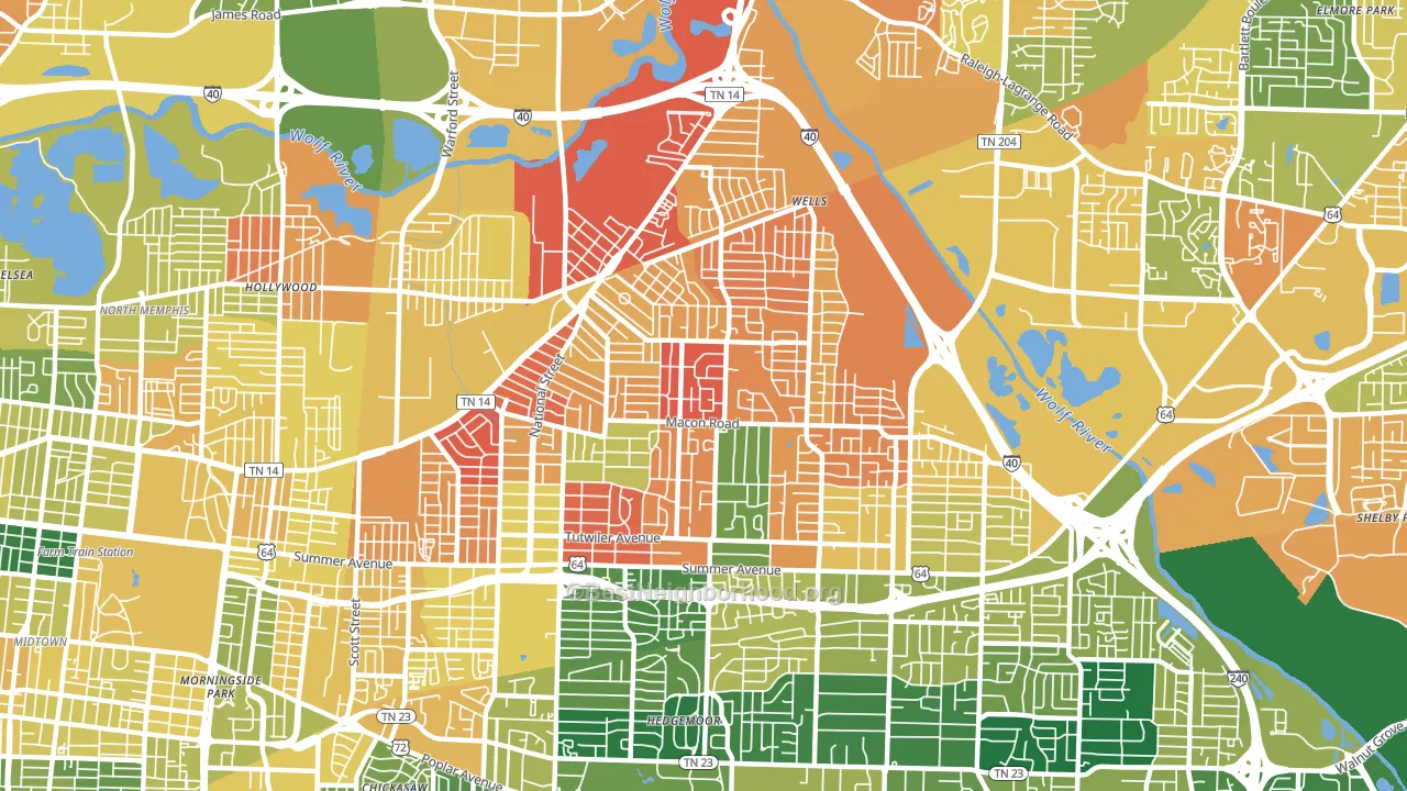 Berclair-Highland Heights, Memphis, TN block-group voter-turnout map