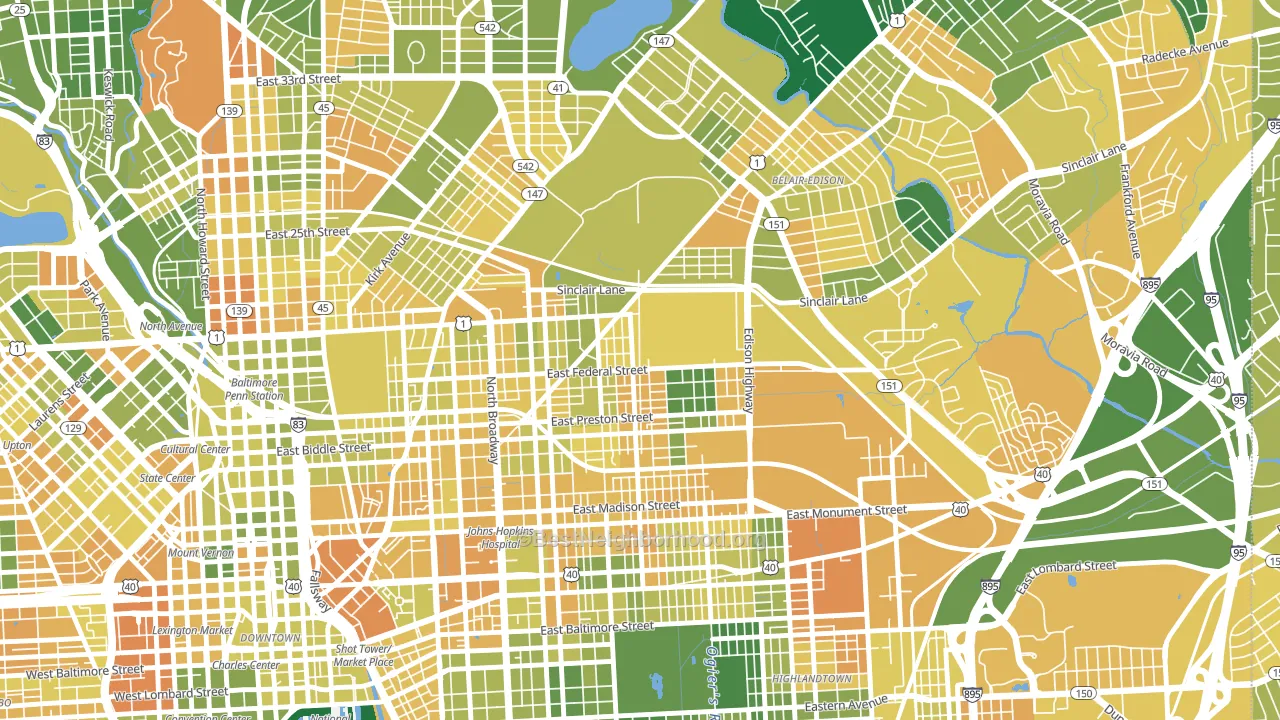 Berea, Baltimore, MD block-group voter-turnout map