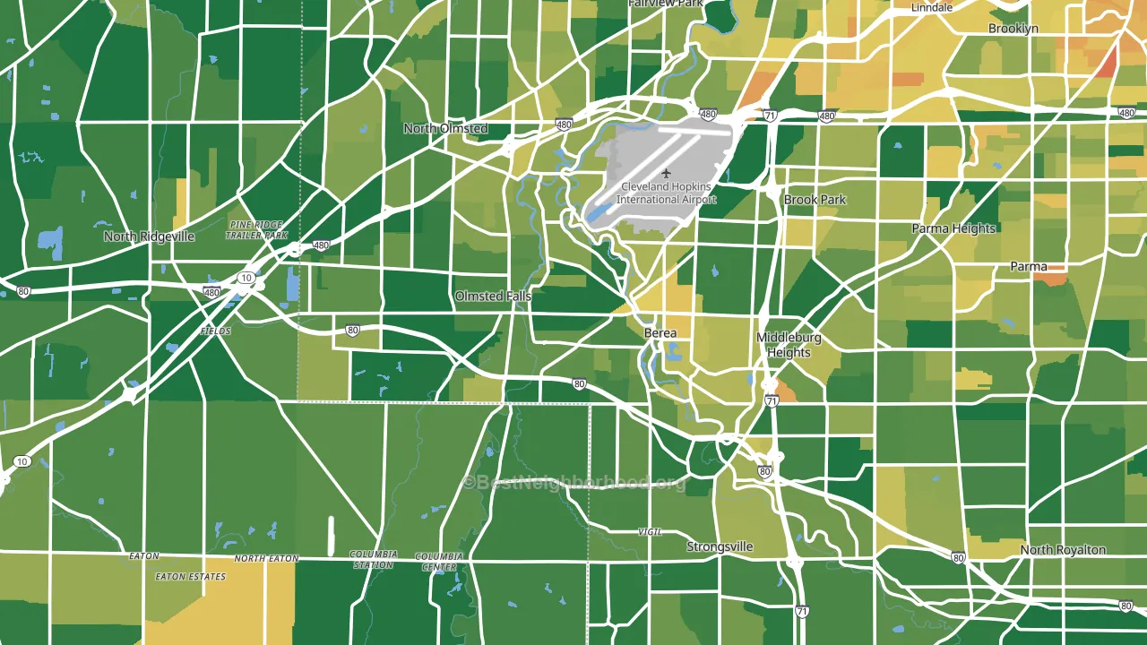 Berea, OH block-group voter-turnout map