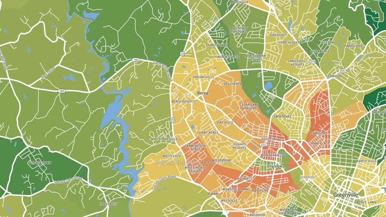Berea, SC block-group voter-turnout map