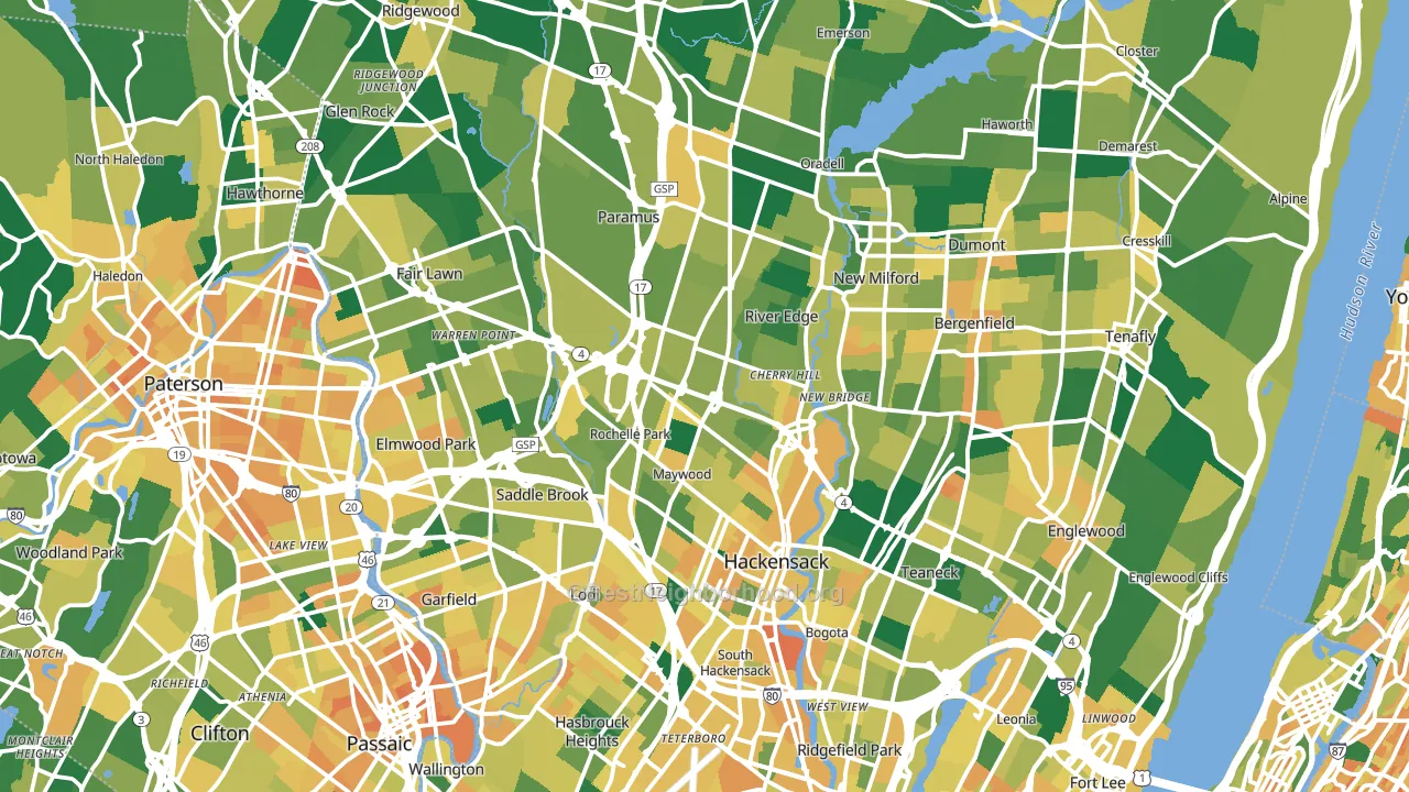 Bergen County, NJ block-group voter-turnout map