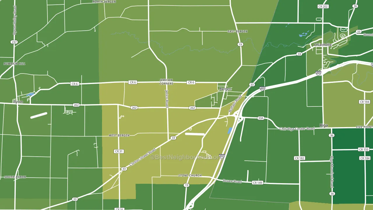 Bergen, NY block-group voter-turnout map