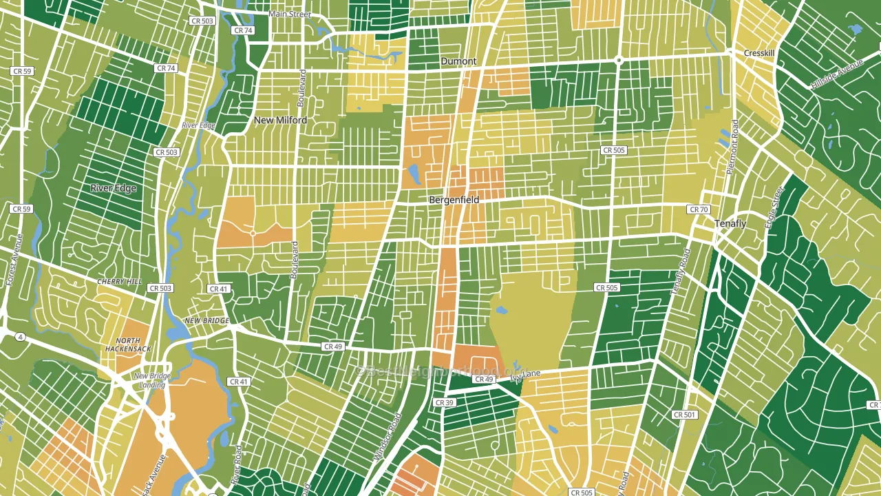 Bergenfield, NJ block-group voter-turnout map