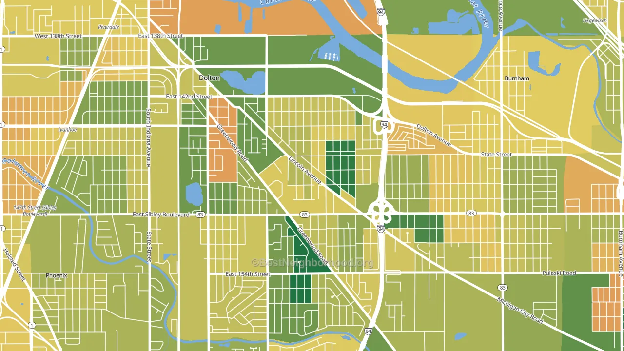 Berger, Dolton, IL block-group voter-turnout map