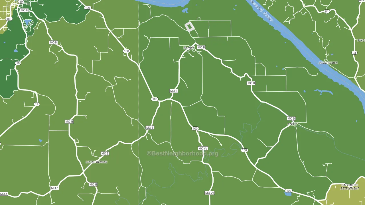 Berger, MO block-group voter-turnout map