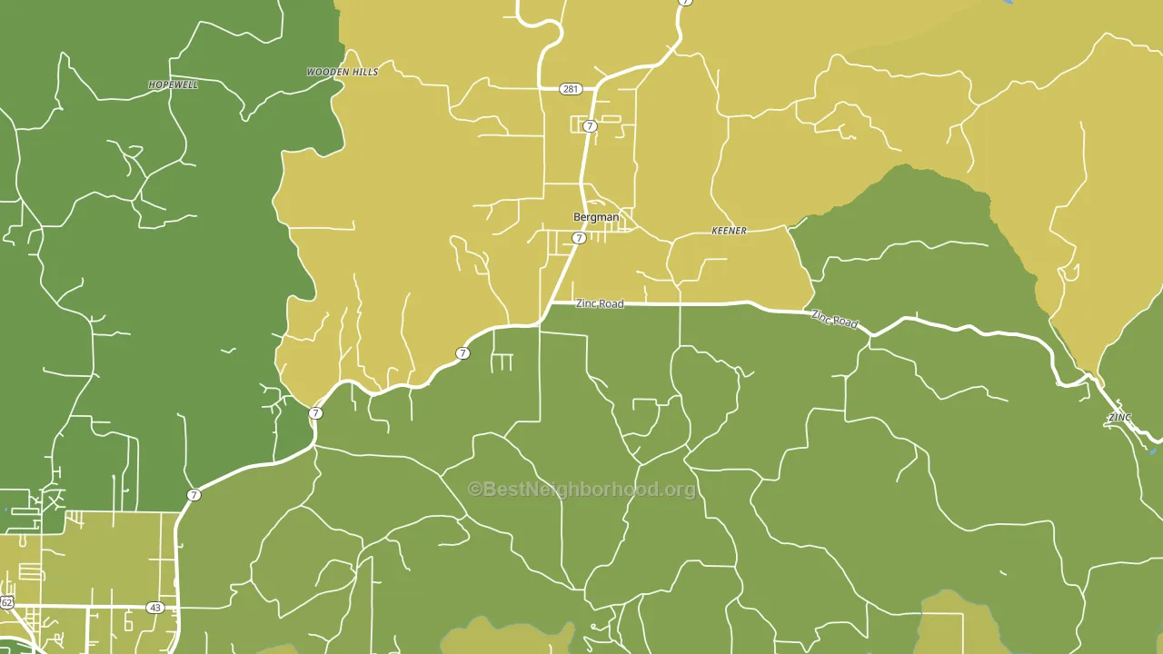 Bergman, AR block-group voter-turnout map