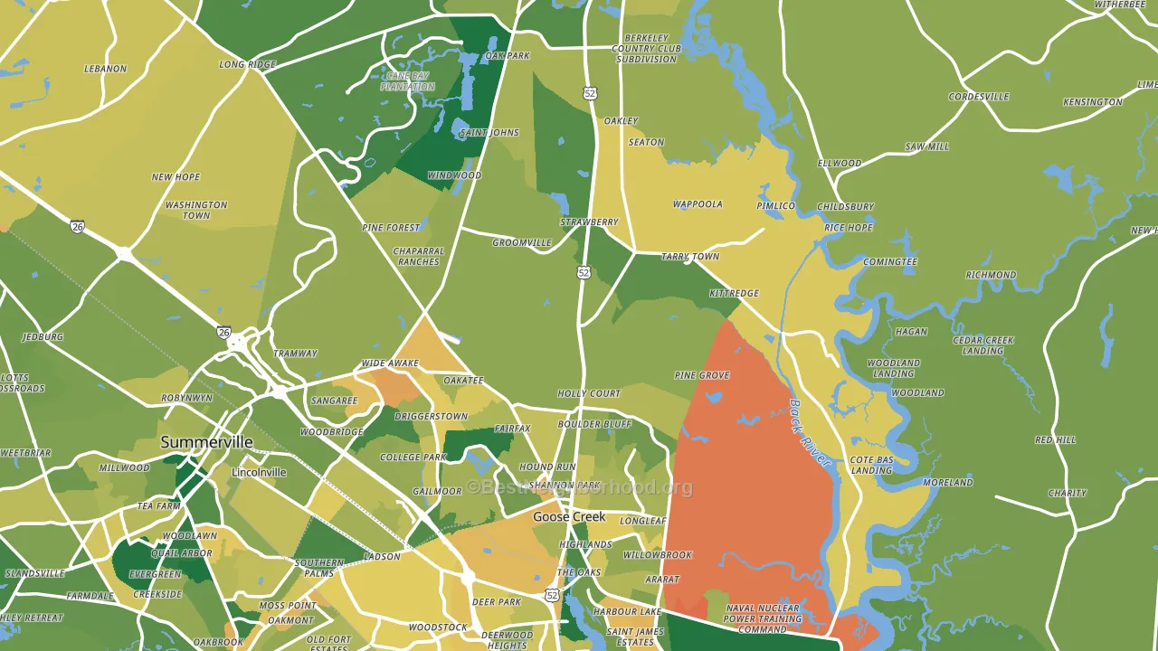 Berkeley County, SC block-group voter-turnout map