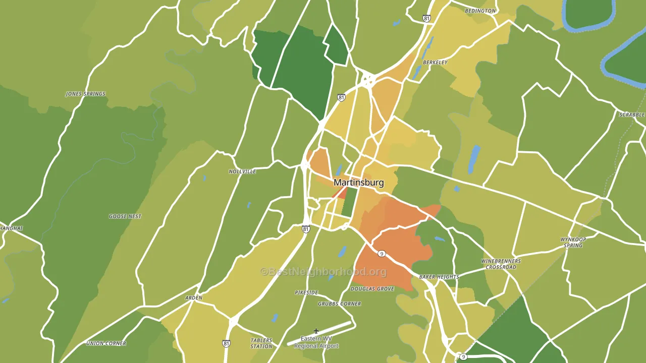 Berkeley County, WV block-group voter-turnout map