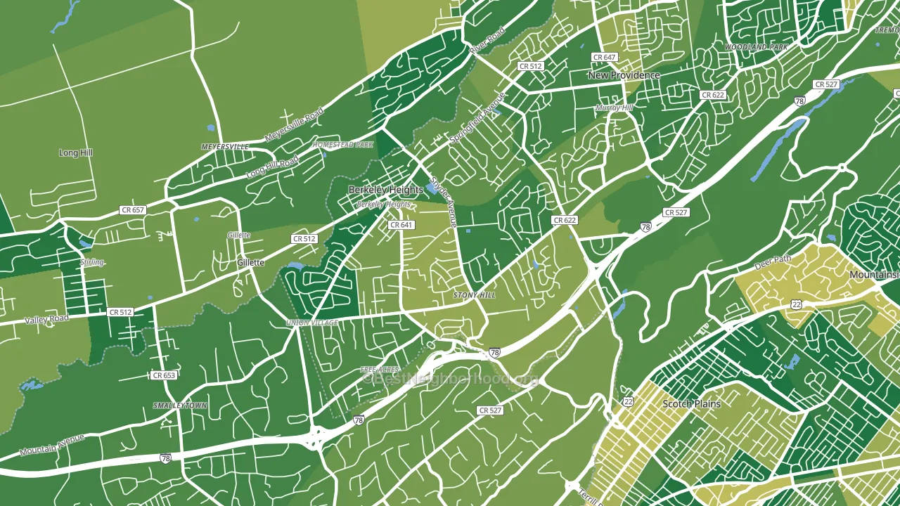 Berkeley Heights, NJ block-group voter-turnout map