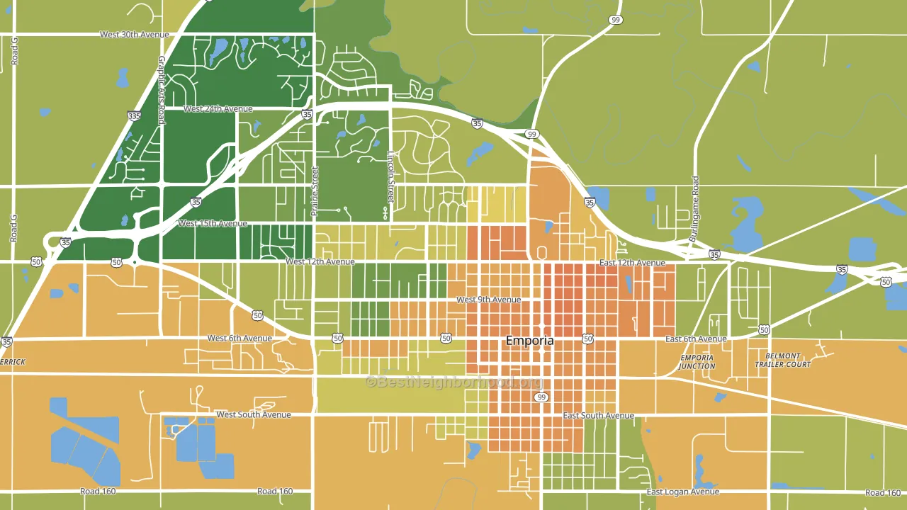 Berkeley Hills, Emporia, KS block-group voter-turnout map