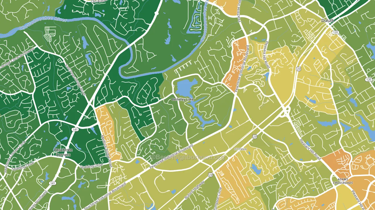 Berkeley Lake, GA block-group voter-turnout map