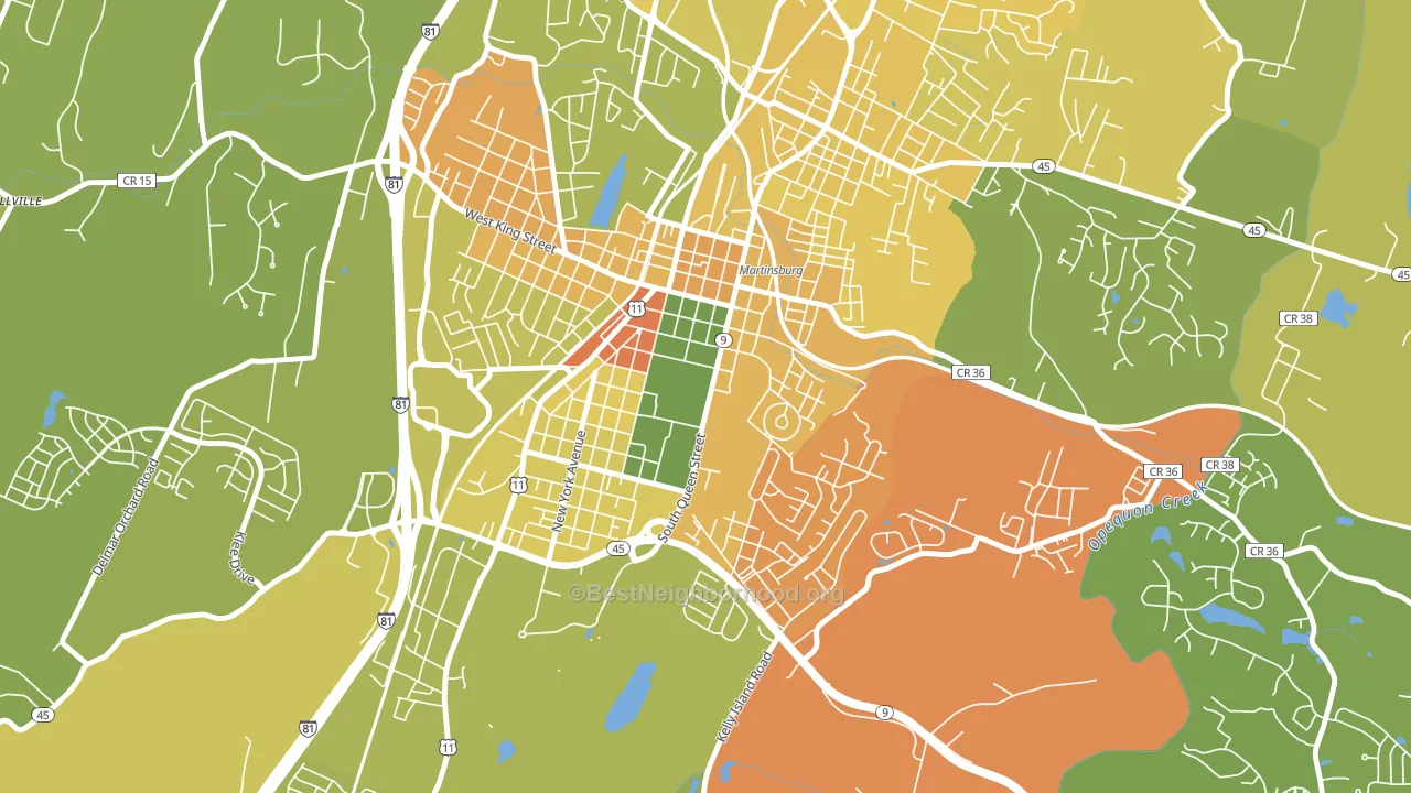 Berkeley Place, Martinsburg, WV block-group voter-turnout map