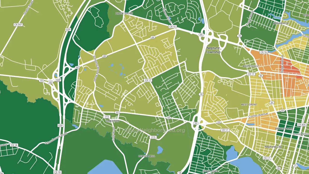 Berkley Estates, Neptune, NJ block-group voter-turnout map