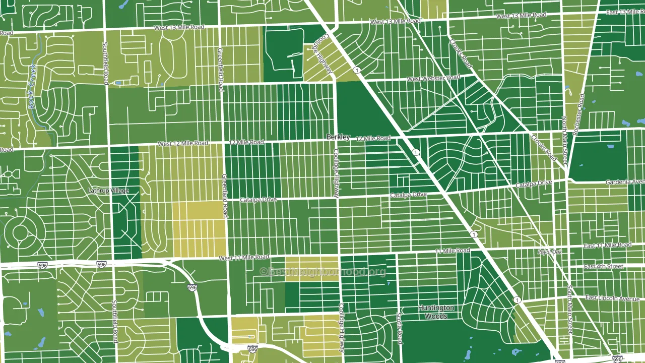 Berkley, MI block-group voter-turnout map