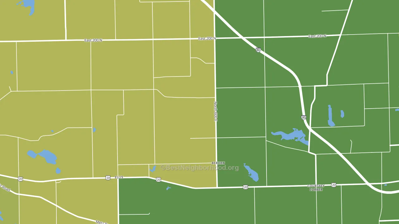 Berlien, IN block-group voter-turnout map