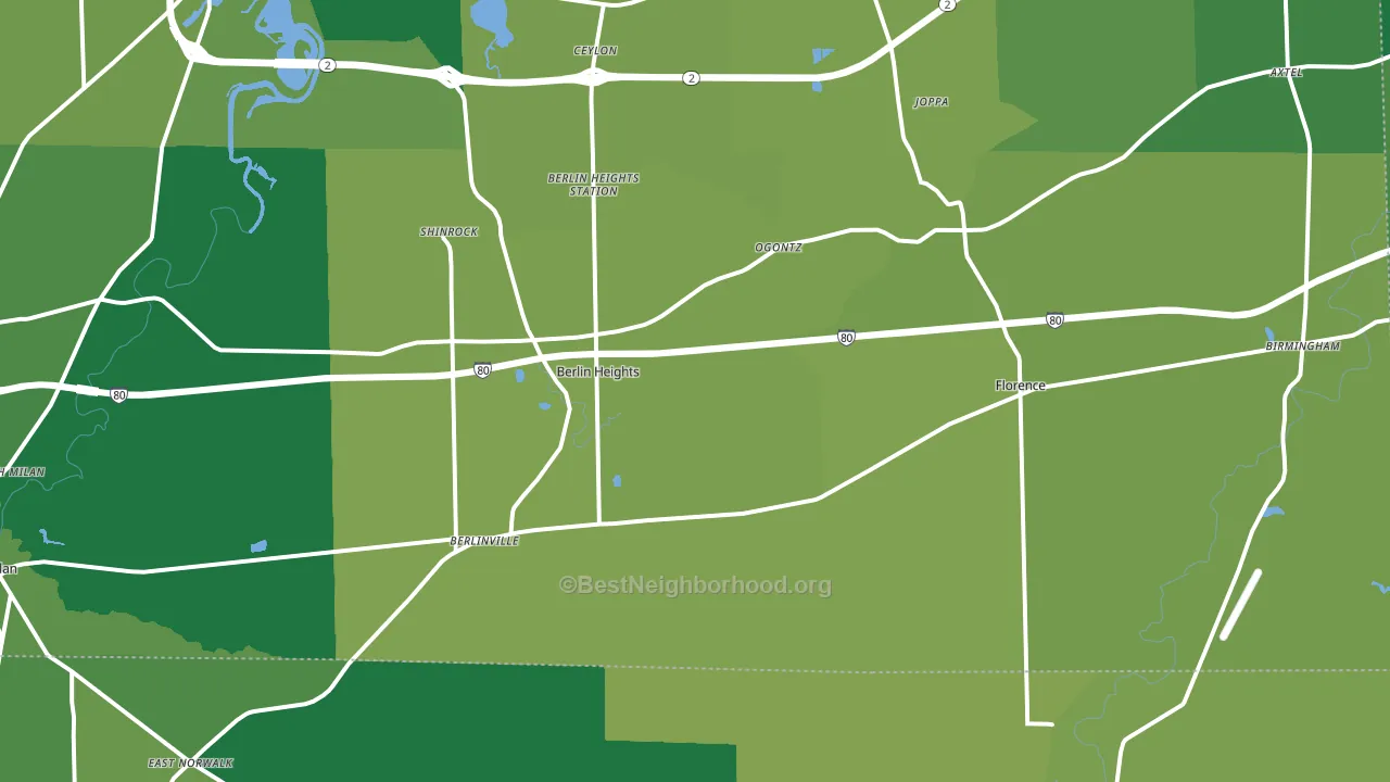 Berlin Heights, OH block-group voter-turnout map