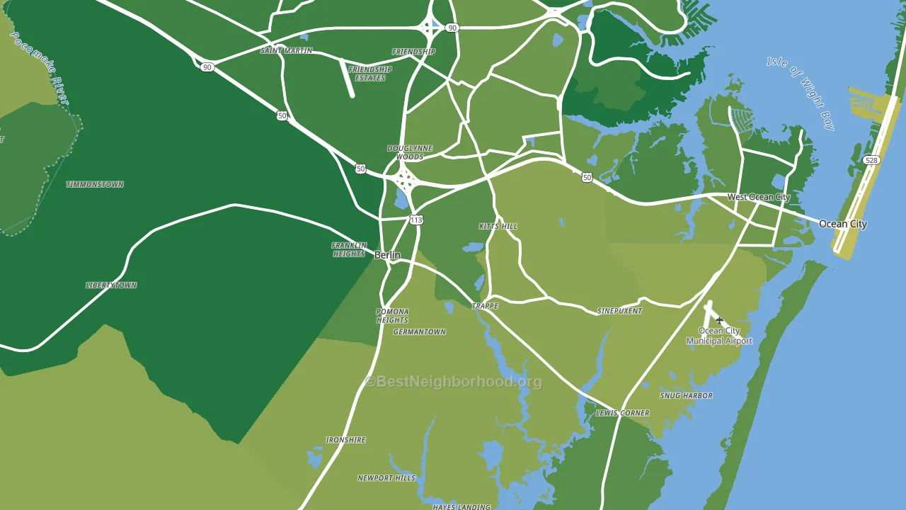 Berlin, MD block-group voter-turnout map