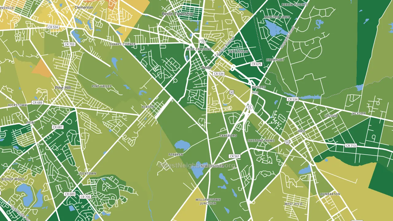 Berlin, NJ block-group voter-turnout map