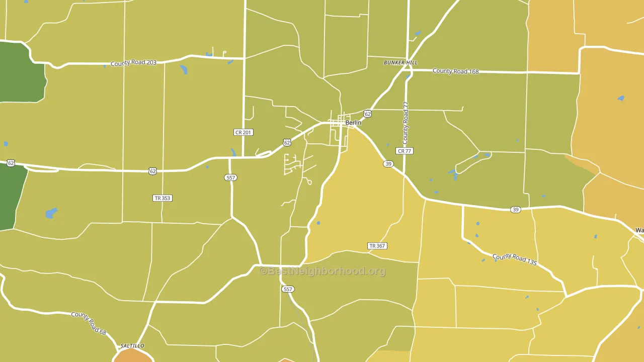 Berlin, OH block-group voter-turnout map