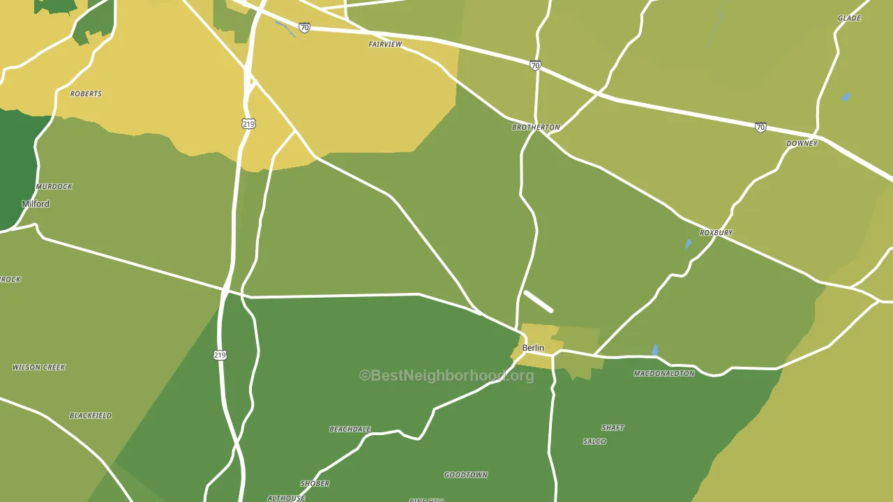Berlin, PA block-group voter-turnout map