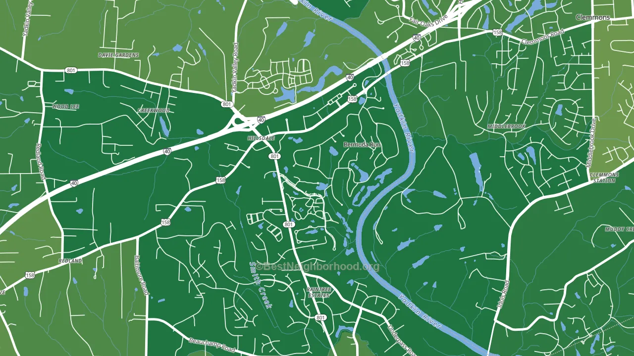 Bermuda Run, NC block-group voter-turnout map