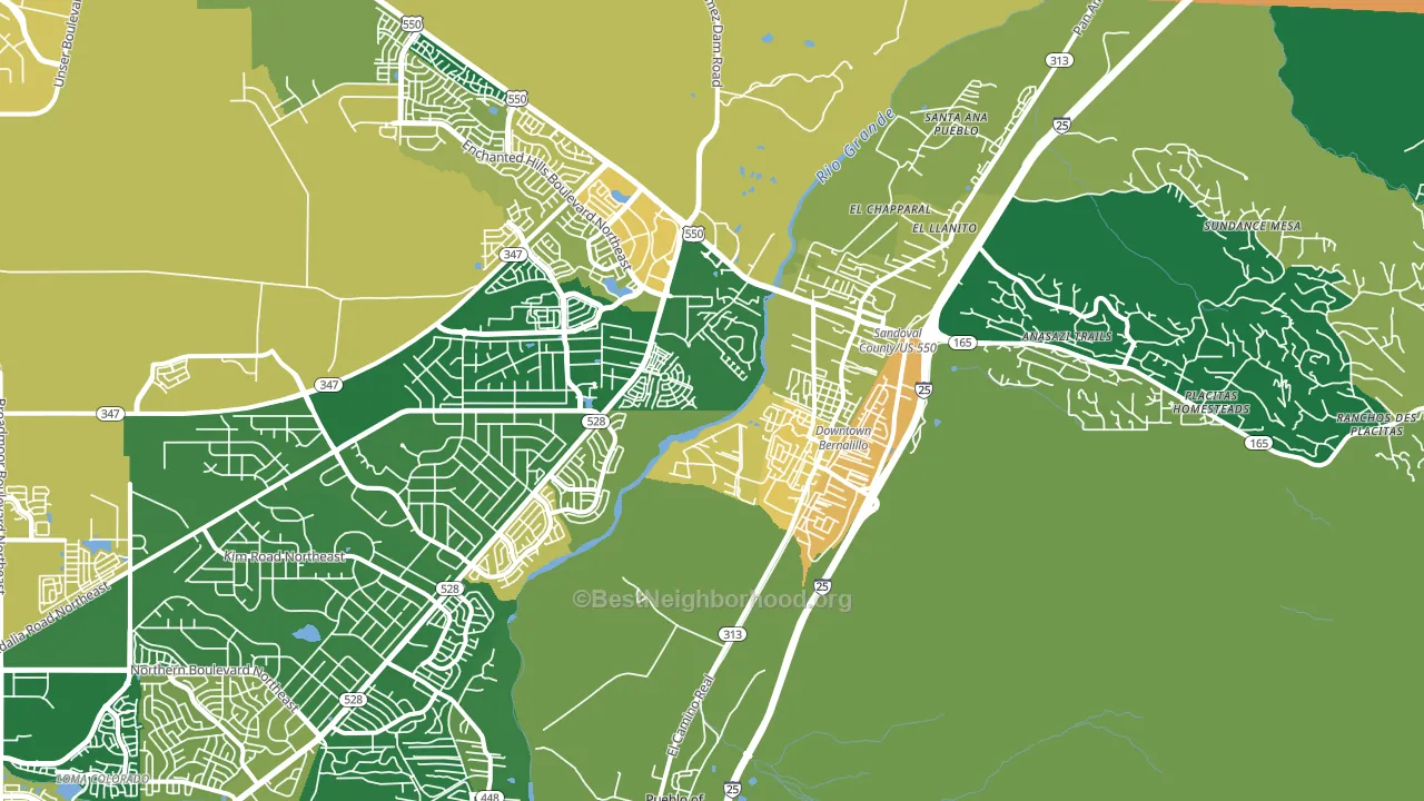 Bernalillo, NM block-group voter-turnout map