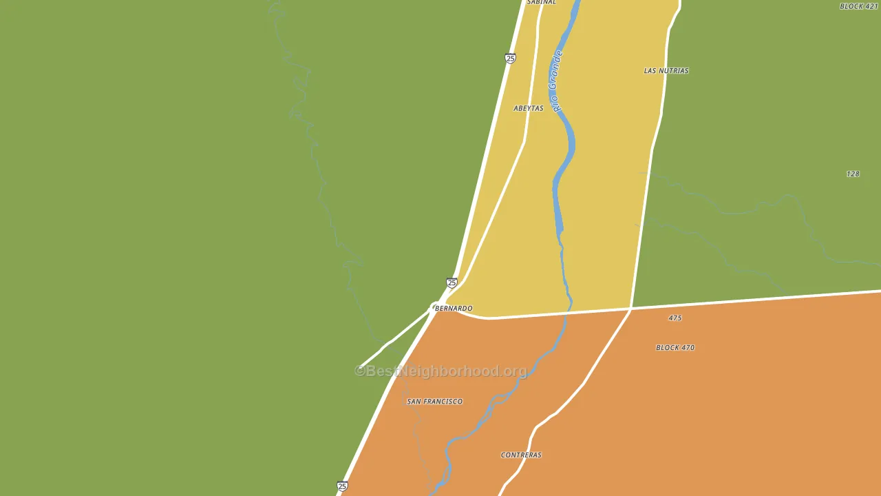 Bernardo, NM block-group voter-turnout map