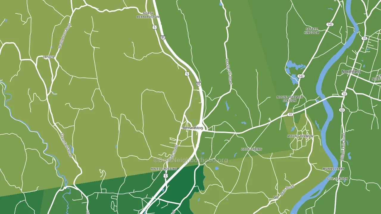 Bernardston, MA block-group voter-turnout map