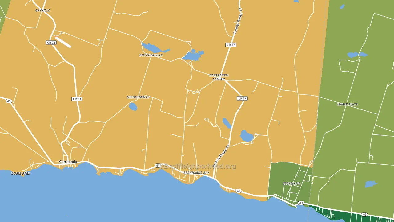 Bernhards Bay, NY block-group voter-turnout map