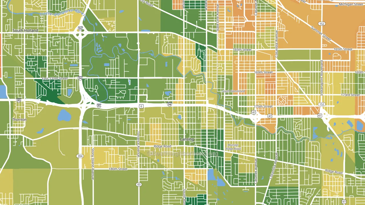 Bernice, Lansing, IL block-group voter-turnout map