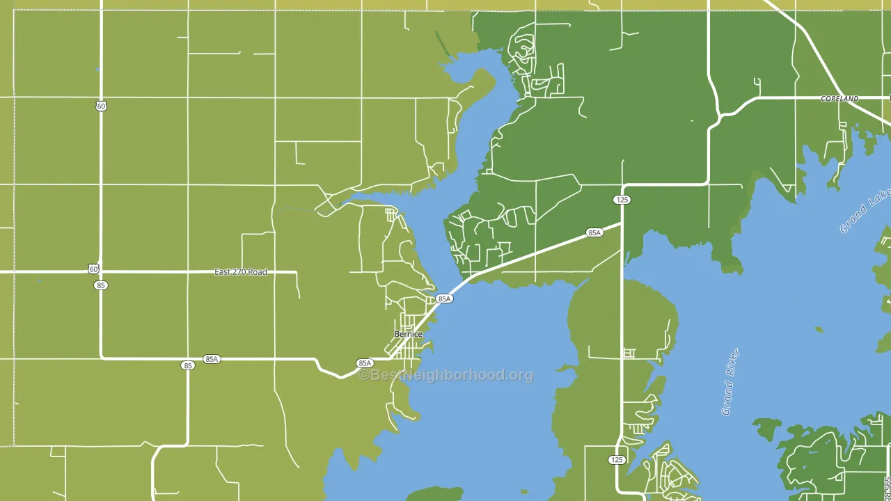 Bernice, OK block-group voter-turnout map