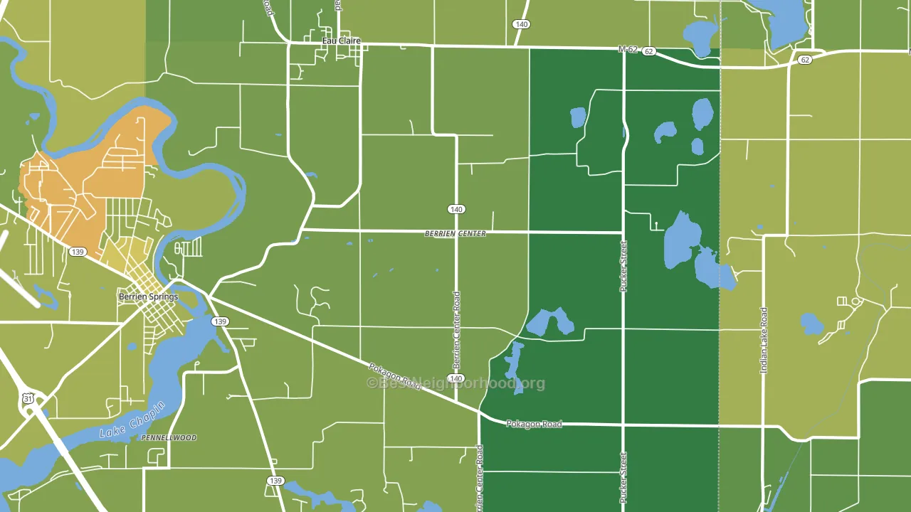 Berrien Center, MI block-group voter-turnout map