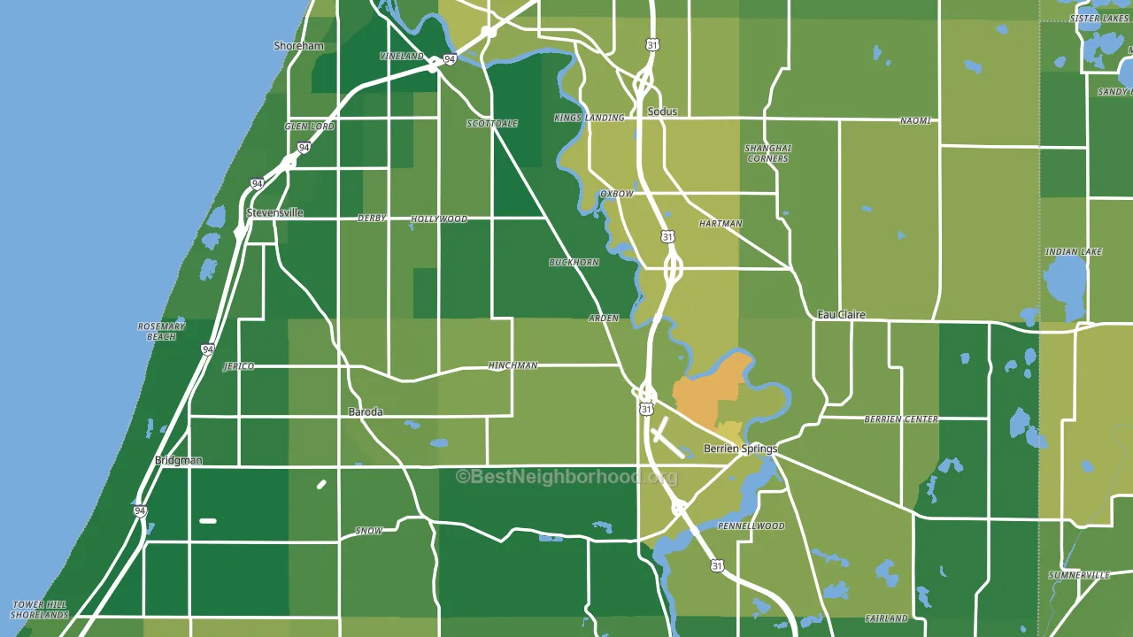 Berrien County, MI block-group voter-turnout map