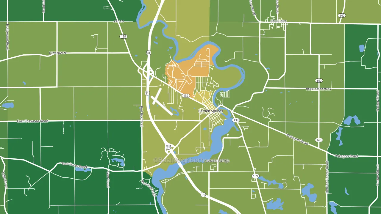 Berrien Springs, MI block-group voter-turnout map