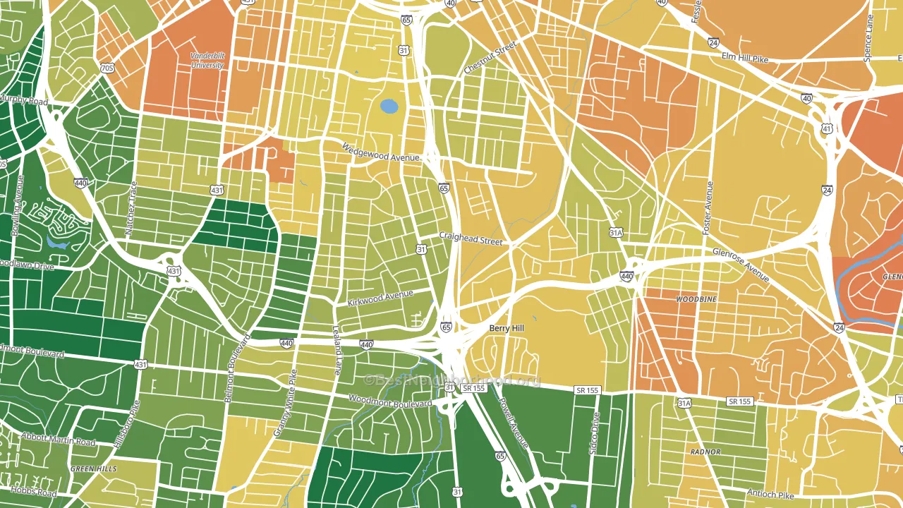 Berry Hill, TN block-group voter-turnout map